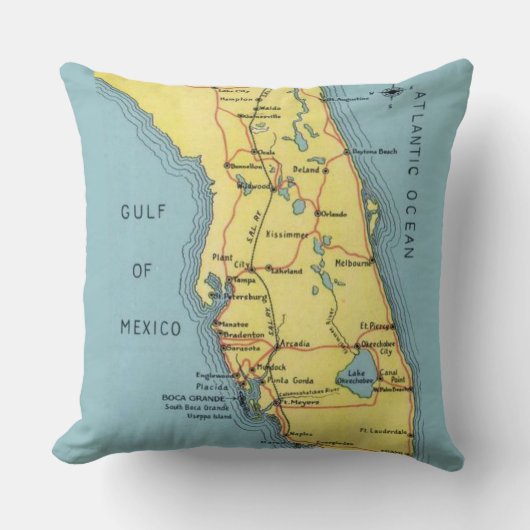 Retro Florida Postcard Pillow Kissen (Vorderseite)