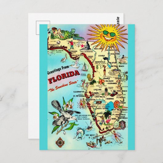 Retro Florida Postkarte (Vorne/Hinten)