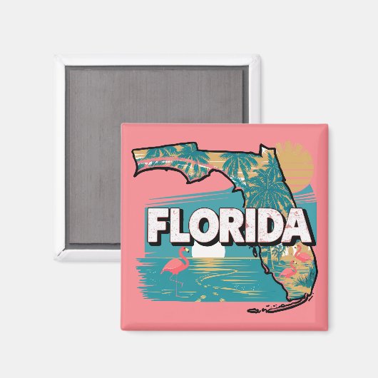 Retro Florida Silhouette Magnet (Vorderseite/Rückseite)