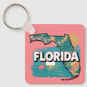 Retro Florida Silhouette Square Schlüsselanhänger (Vorderseite)