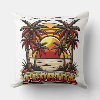Retro Florida Sonnenuntergang mit Palmen Kissen
