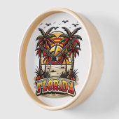Retro Florida Sonnenuntergang mit Palmen Uhr (Winkel)