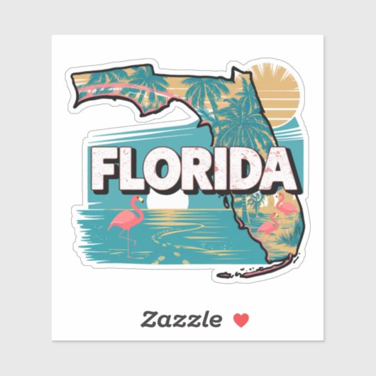 Retro Florida Staat Sticker (Blatt)