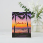 Retro Florida Twilight: Palme Silhouetten & Küste Postkarte (Stehend Vorderseite)