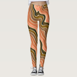 Retro-Flow-Hochwellen-Leggings | Wavy Earth Tone Leggings