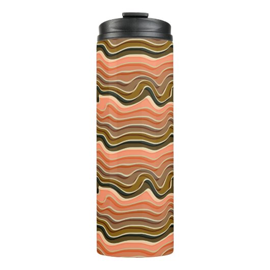 Retro Flow Wavy Lines Thermal Tumbler Thermosbecher (Vorderseite)