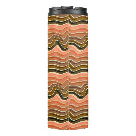 Retro Flow Wavy Lines Thermal Tumbler Thermosbecher (Rückseite)