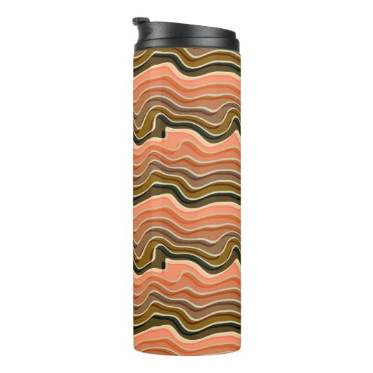Retro Flow Wavy Lines Thermal Tumbler Thermosbecher (Nach rechts gedreht)