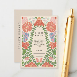 Retro Flower Diaper Raffle Baby Shower Enclosure Begleitkarte