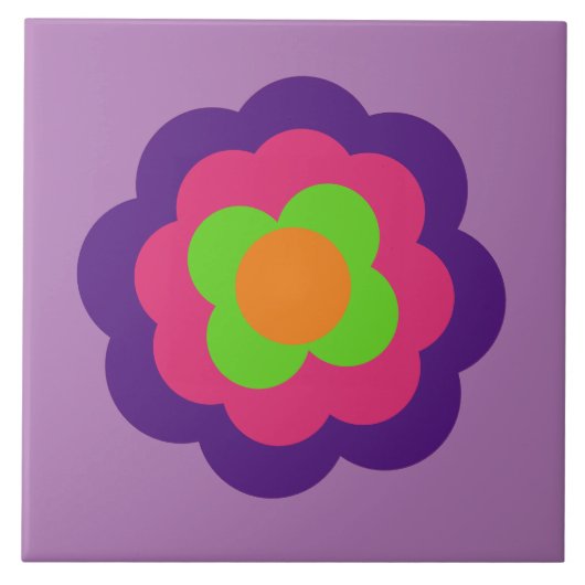 Retro Flower Flowers Blumen Muster 70er 70ies 70s Fliese (Vorderseite)