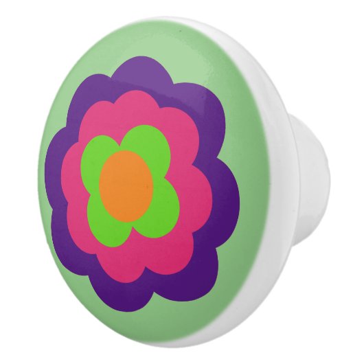 Retro Flower Flowers Blumen Muster 70er 70ies 70s Keramikknauf (Rechts)