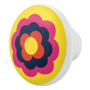 Retro Flower Flowers Blumen Muster 70er 70ies 70s Keramikknauf