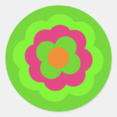 Retro Flower Flowers Blumen Muster 70er 70ies 70s Runder Aufkleber (Vorderseite)