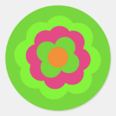 Retro Flower Flowers Blumen Muster 70er 70ies 70s Runder Aufkleber (Vorderseite)
