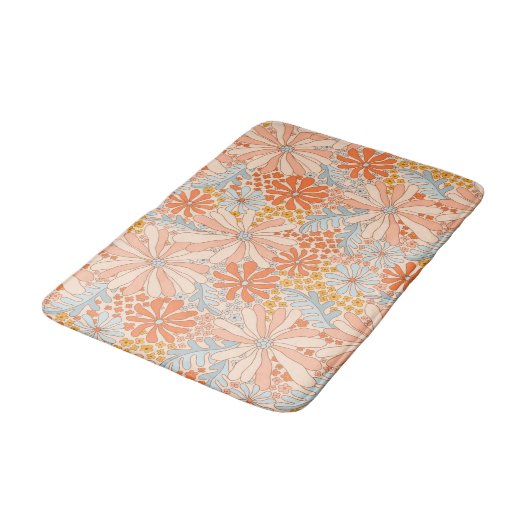 Retro Flower Garden Muster Badematte (Schrägansicht)