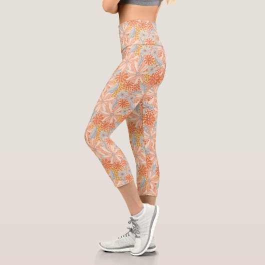 Retro Flower Garden Muster Capri Leggings (Links)