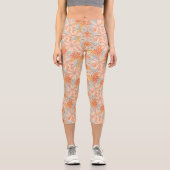 Retro Flower Garden Muster Capri Leggings (Vorderseite)