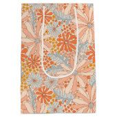 Retro Flower Garden Muster Mittlere Geschenktüte (Rückseite)