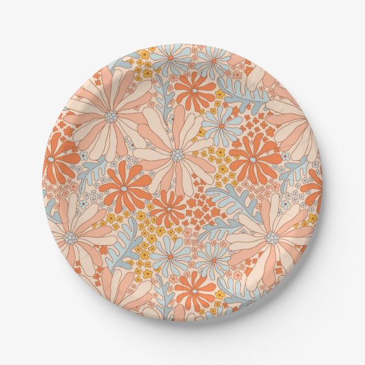 Retro Flower Garden Muster Pappteller (Vorderseite)