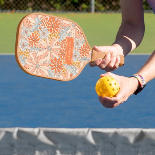 Retro Flower Garden Muster Pickleball Schläger (InSitu)