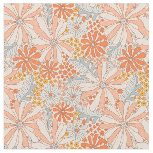 Retro Flower Garden Muster Stoff (Nahaufnahme)