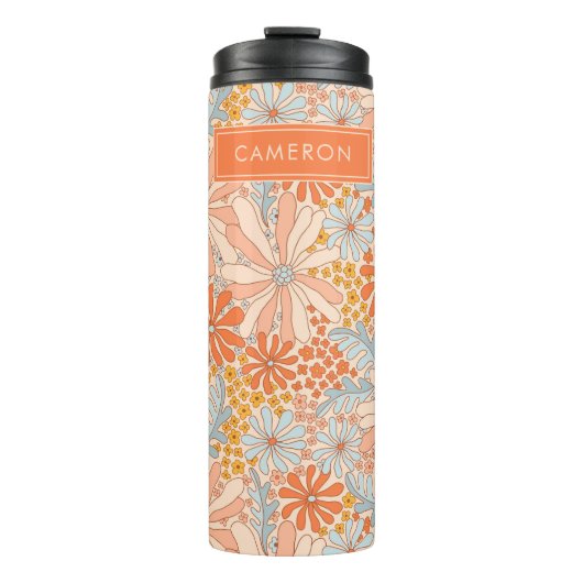 Retro Flower Garden Muster Thermosbecher (Vorderseite)