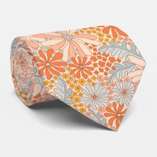 Retro Flower Garden Pattern Krawatte (Gerollt)