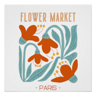 Retro Flower Market Paris Wall Tapestry Poster