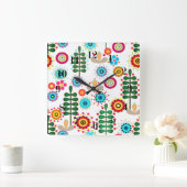 Retro, flower pattern quadratische wanduhr (Zuhause)