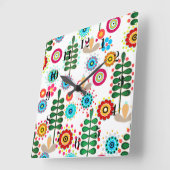 Retro, flower pattern quadratische wanduhr (Winkel)