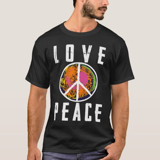 Retro Flower Power 60er 70er  Liebe Frieden Freihe T-Shirt (Vorderseite)