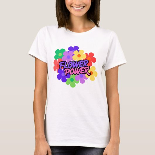 Retro Flower Power 60s 70s Floral Slogan T-Shirt (Vorderseite)
