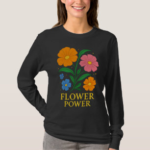 Retro-"Flower Power"-Blumendesign T-Shirt