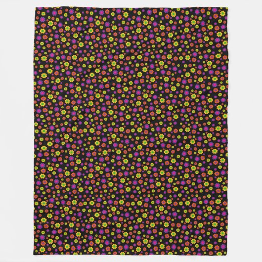 Retro Flower Power Fleecedecke (Vorderseite)