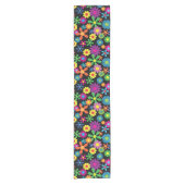 Retro Flower Power kurzer Tischläufer (Vorderseite)