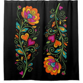 Retro Flower Power Ranken Border 19 Duschvorhang