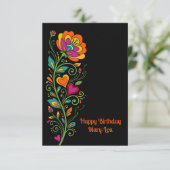 Retro Flower Power Ranken Border 19 + Ihr Text (Stehend Vorderseite)
