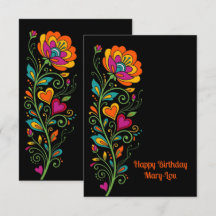 Retro Flower Power Ranken Border 19 + Ihr Text