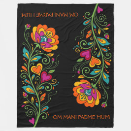 Retro Flower Power Ranken Border 19 + Ihr Text Fleecedecke
