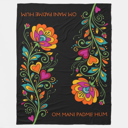 Retro Flower Power Ranken Border 19 + Ihr Text Fleecedecke (Vorderseite)