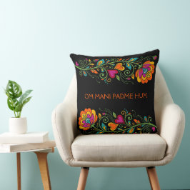 Retro Flower Power Ranken Border 19 + Ihr Text Kissen