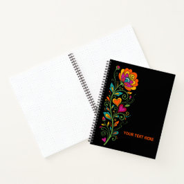 Retro Flower Power Ranken Border 19 + Ihr Text Notizblock