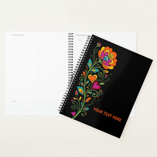 Retro Flower Power Ranken Border 19 + Ihr Text Planer (Anzeige)