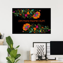 Retro Flower Power Ranken Border 19 + Ihr Text Poster
