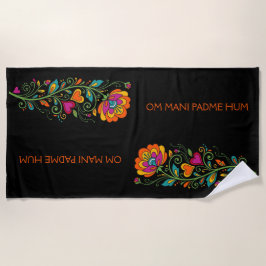 Retro Flower Power Ranken Border 19 + Ihr Text Strandtuch