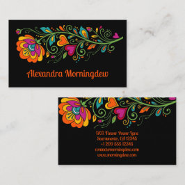 Retro Flower Power Ranken Border 19 + Ihr Text Visitenkarte
