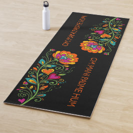 Retro Flower Power Ranken Border 19 + Ihr Text Yogamatte