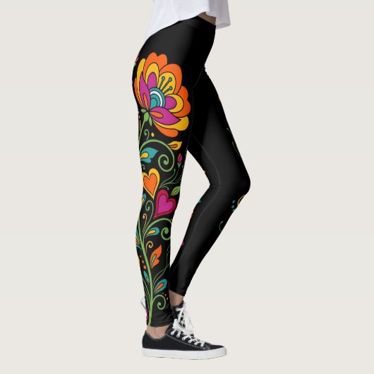 Retro Flower Power Ranken Border 19 Leggings (Rechts)