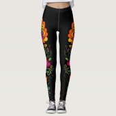 Retro Flower Power Ranken Border 19 Leggings (Vorderseite)