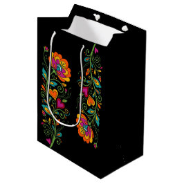 Retro Flower Power Ranken Border 19 Mittlere Geschenktüte